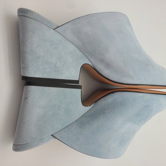 $195 Lewit Heels Sandals Blue Suede Made In Italy EU sz 36,5 US sz 6 - Picture 5 of 9